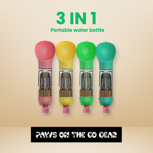 Portable 3 in 1 Water Bottle - Paws on the go gear